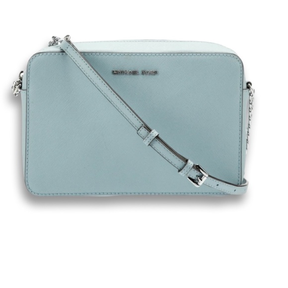 Michael Kors Handbags - Michael Kors Jet Set Handbag Dusty Blue Safiano Leather Crossbody Bag Chain Bag